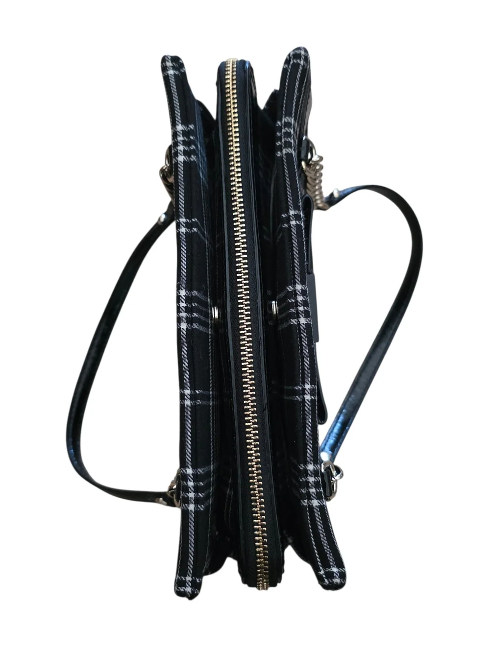 Kate Spade New York Primrose Hill Darcy Plaid Black White Shoulder Bag